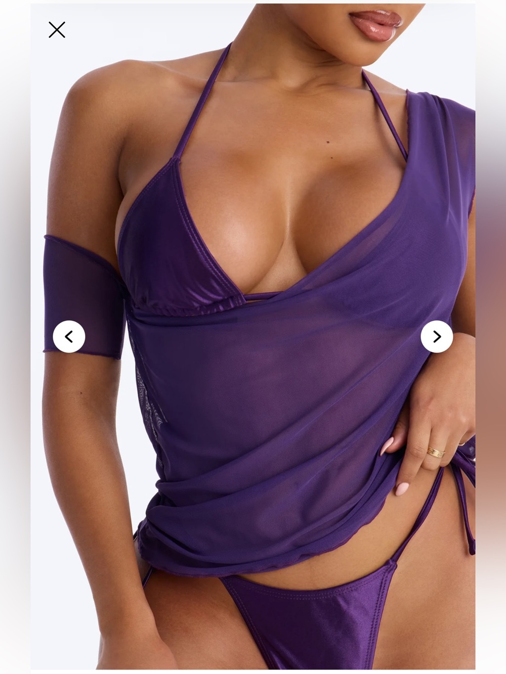 Fashion Nova Satin 3 Piece Beaded Swim Suit